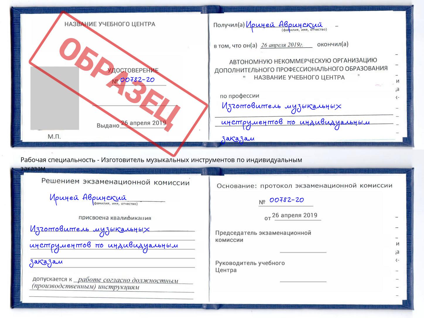 Изготовитель музыкальных инструментов по индивидуальным заказам Бор