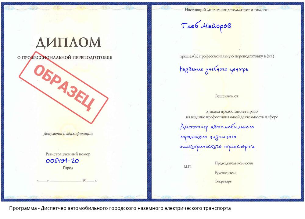 Диспетчер автомобильного городского наземного электрического транспорта Бор