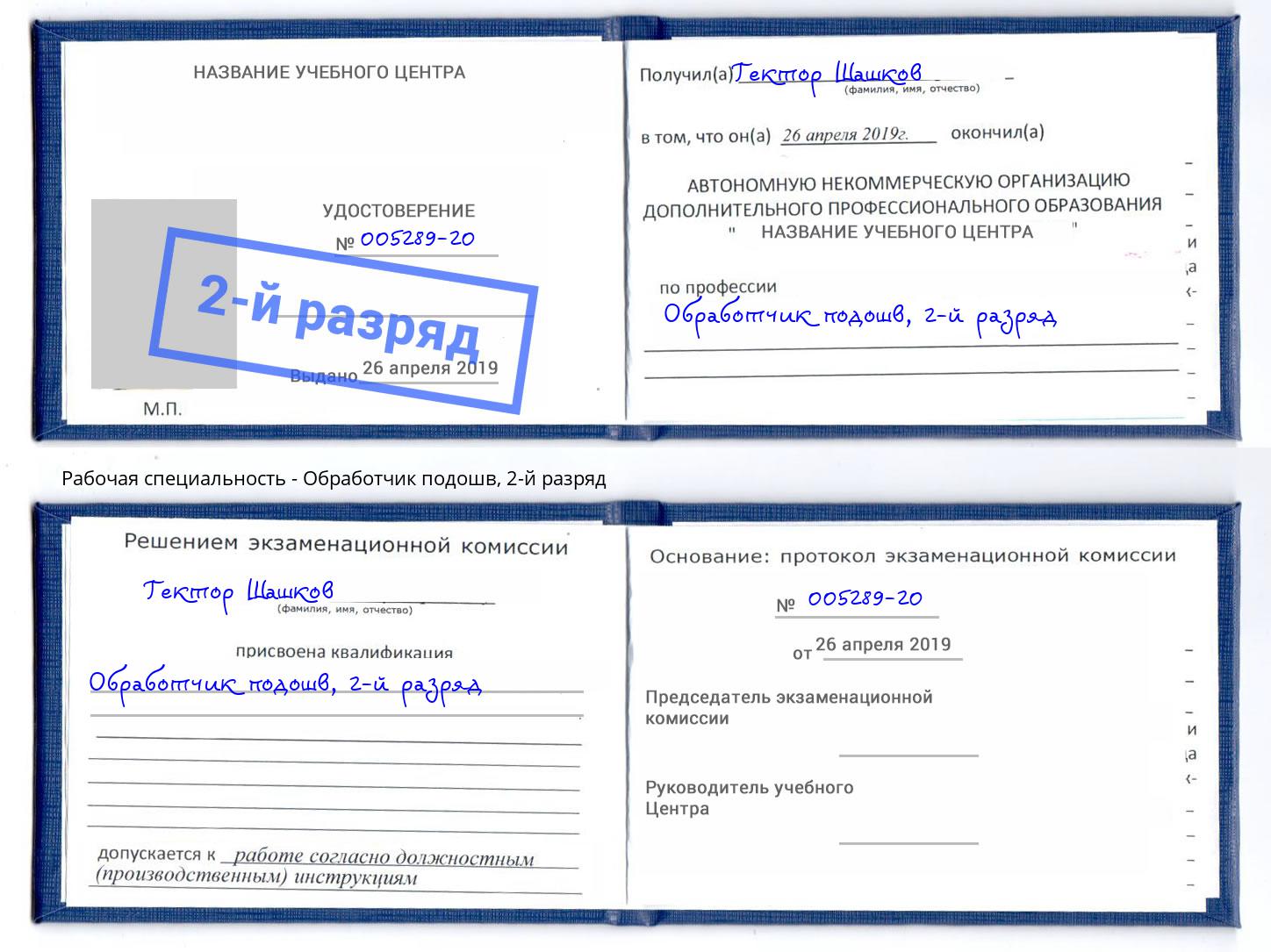 корочка 2-й разряд Обработчик подошв Бор