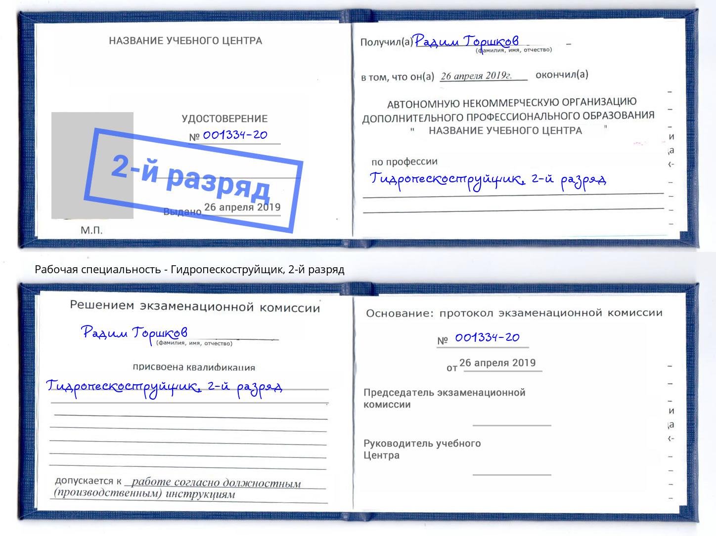 корочка 2-й разряд Гидропескоструйщик Бор