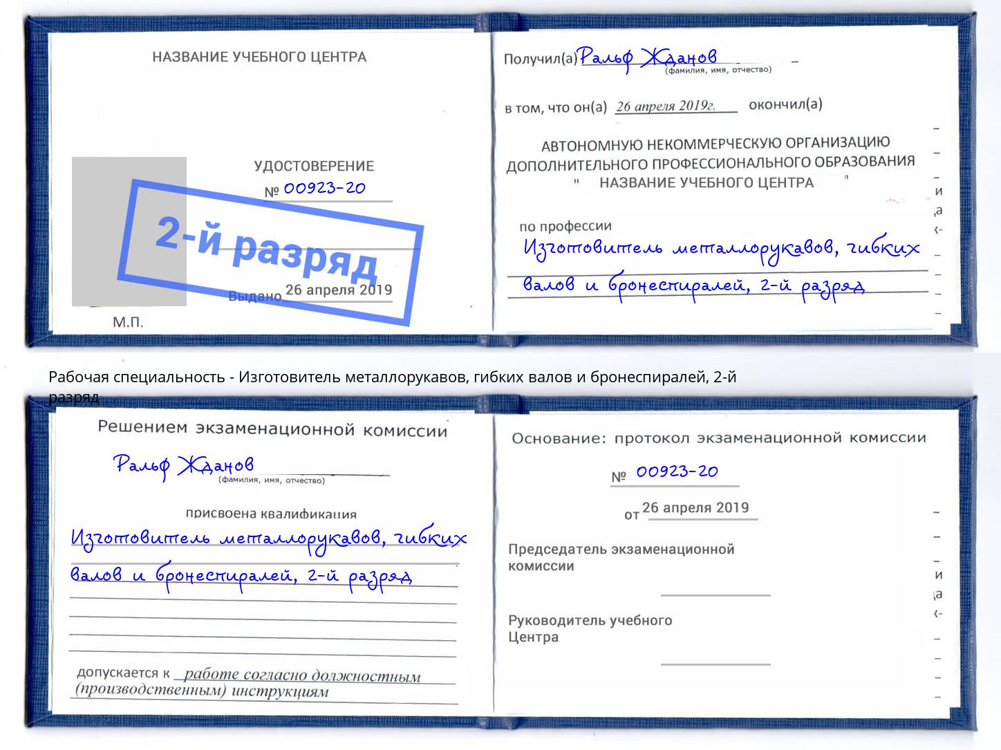 корочка 2-й разряд Изготовитель металлорукавов, гибких валов и бронеспиралей Бор